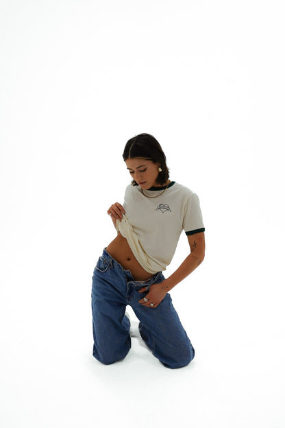 Banner Ringer Tee Bone